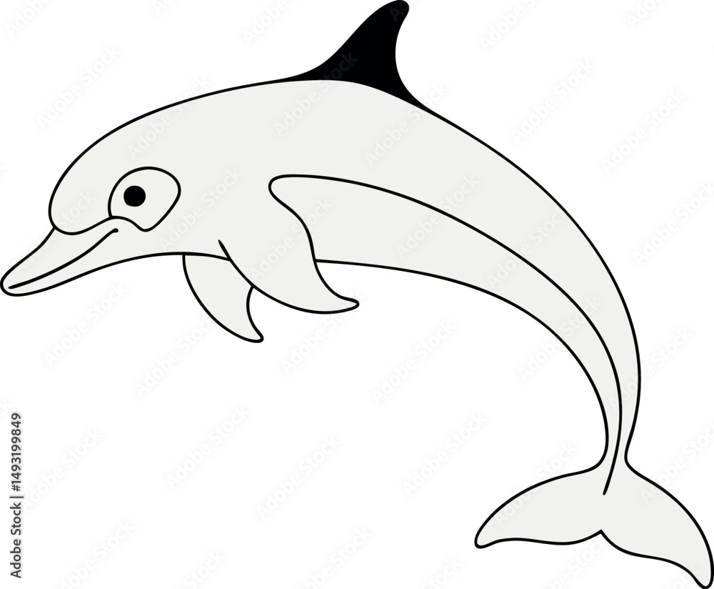 Fototapeta premium Minimalist Dolphins Jumping Line Art Vector Illustration