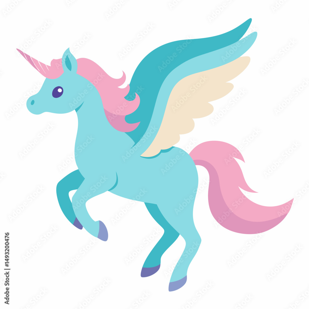 Fototapeta premium Flying-unicorn on white background, Instant Digital Download.