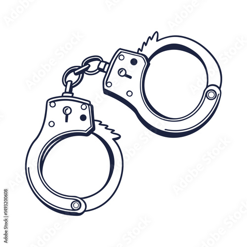 silhouette handcuffs on white background