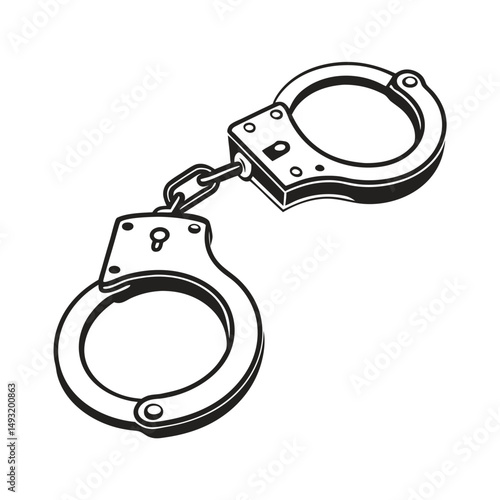silhouette handcuffs on white background