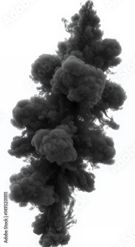 Black Ink Cloud on White Background