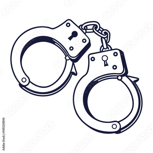 silhouette handcuffs on white background