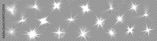 Transparent PNG background with ray of light, shiny sparkles and star glow, brilliant sun flash and magical effect, abstract flare and gleaming dust in holiday illuminated beam illustration

