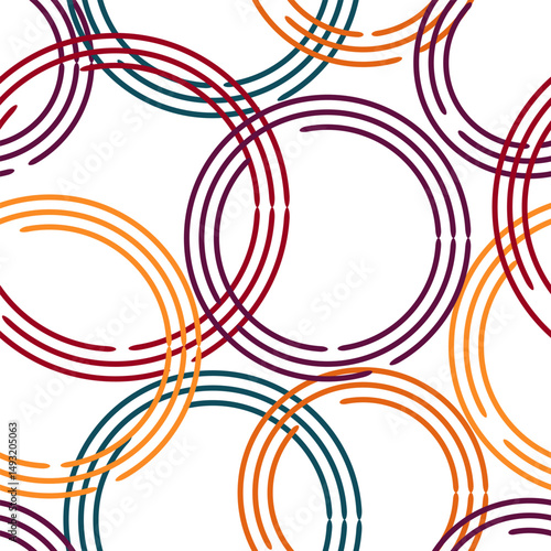 Overlapping circles in vibrant colors and seamless pattern