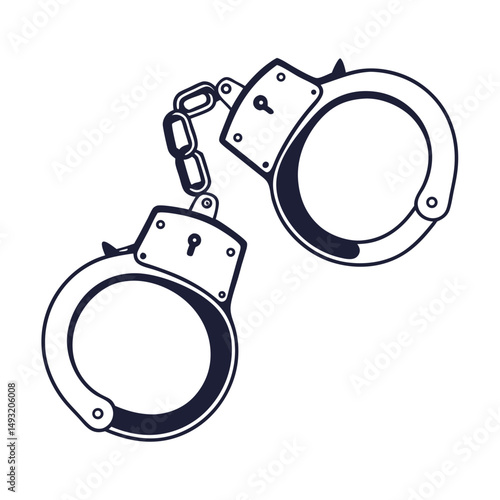 silhouette handcuffs on white background