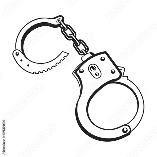 silhouette handcuffs on white background
