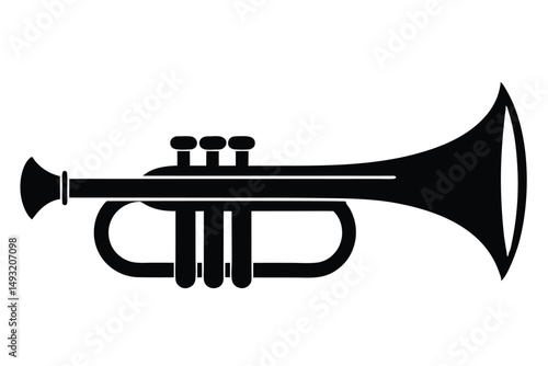 trumpet musical instrument black and white mini