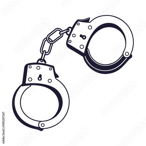 silhouette handcuffs on white background