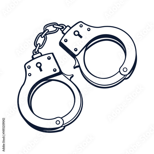 silhouette handcuffs on white background