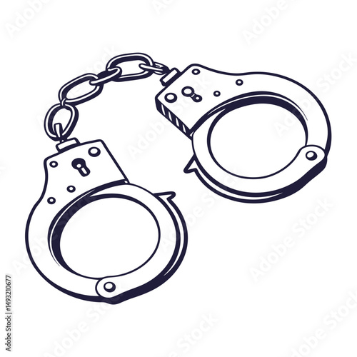 silhouette handcuffs on white background