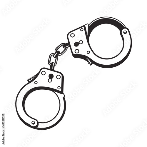 silhouette handcuffs on white background