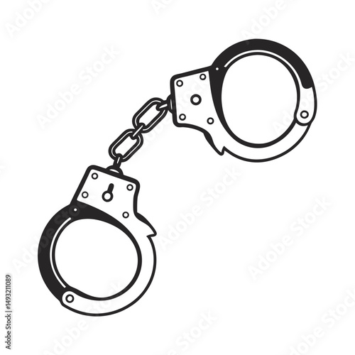 silhouette handcuffs on white background
