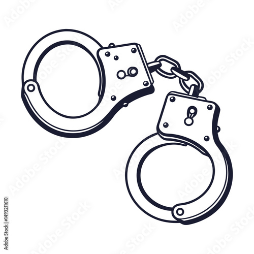 silhouette handcuffs on white background
