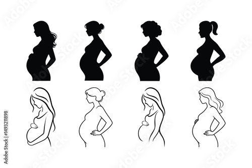 Maternity Silhouette Vector of Pregnant Woman 