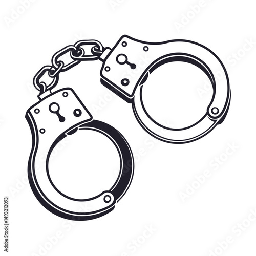 silhouette handcuffs on white background