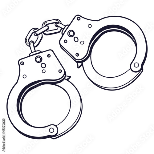 silhouette handcuffs on white background