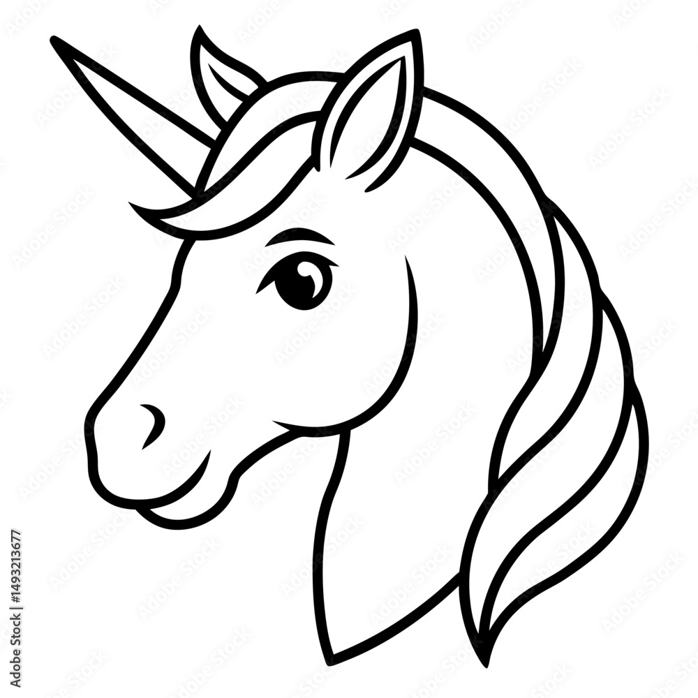 Fototapeta premium Unicorn-head-vector on white background, Instant Digital Download.