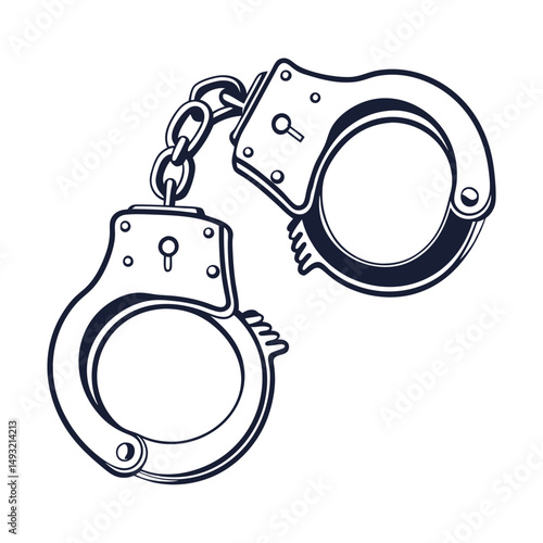 silhouette handcuffs on white background
