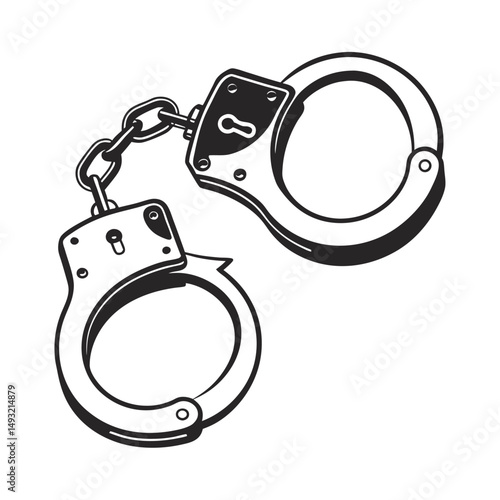 silhouette handcuffs on white background