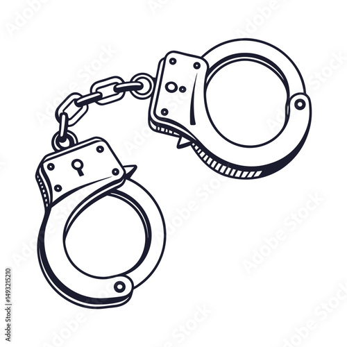 silhouette handcuffs on white background