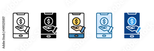 Digital Wallet Icon Set Multiple Style Collection