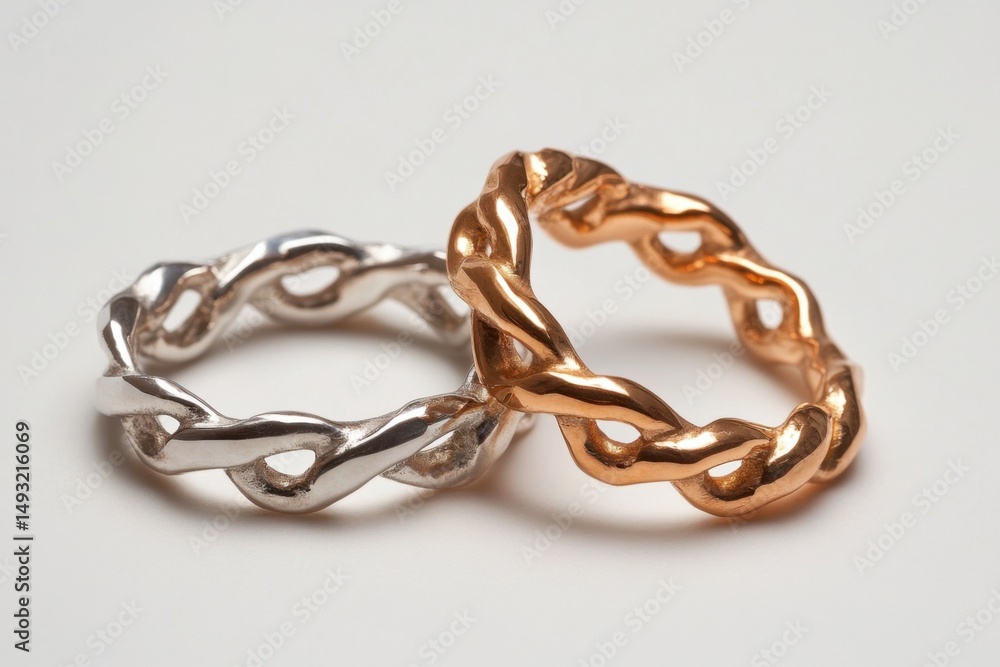 Obraz premium Intertwined Silver and Gold Rings