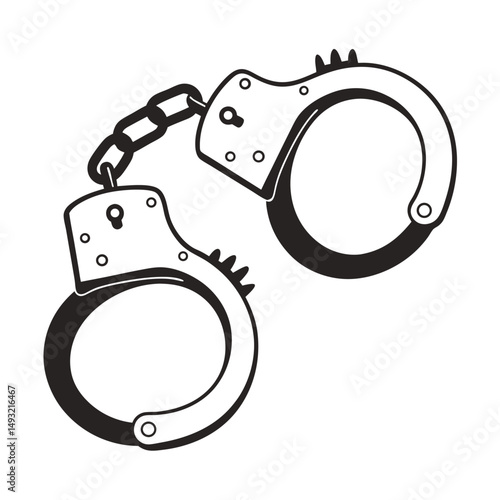 silhouette handcuffs on white background