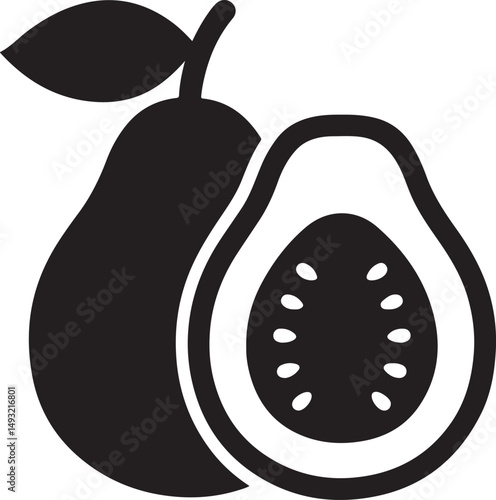 guava fruit silhouette vector illustration