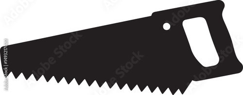 Hand Saw Tool for Cutting Wood with Sharp Teeth silhouette vector illustration