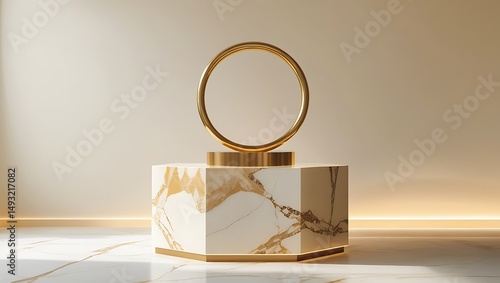 Golden key in a box on white background with vintage magnifying glass closeup