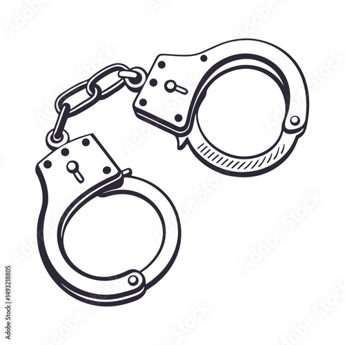 silhouette handcuffs on white background