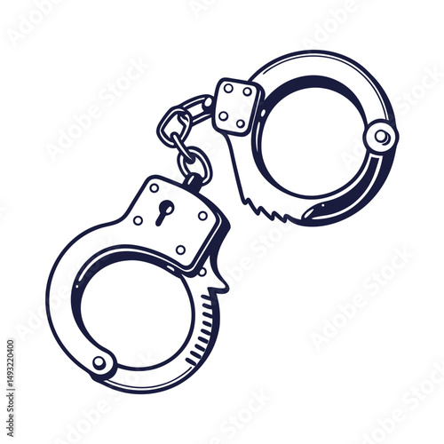 silhouette handcuffs on white background