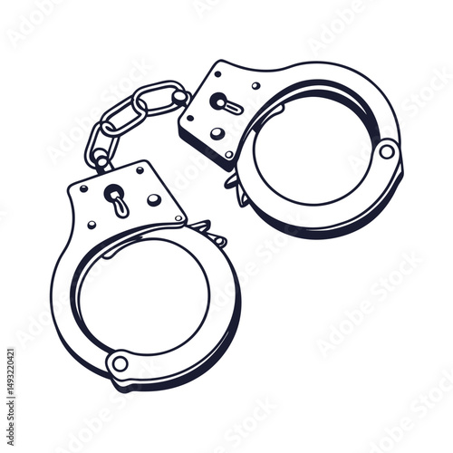 silhouette handcuffs on white background