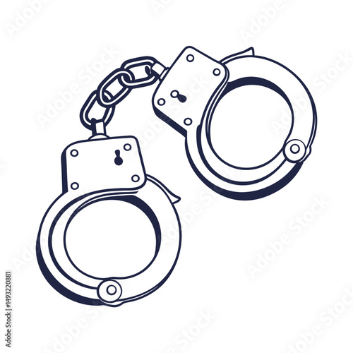 silhouette handcuffs on white background