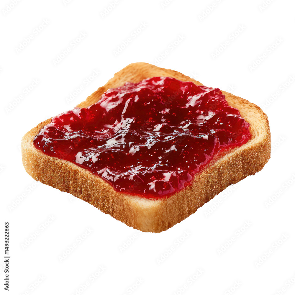 Obraz premium Delicious Toast with Red Fruit Jam on Transparent Background