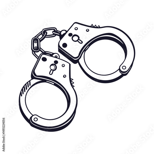 silhouette handcuffs on white background