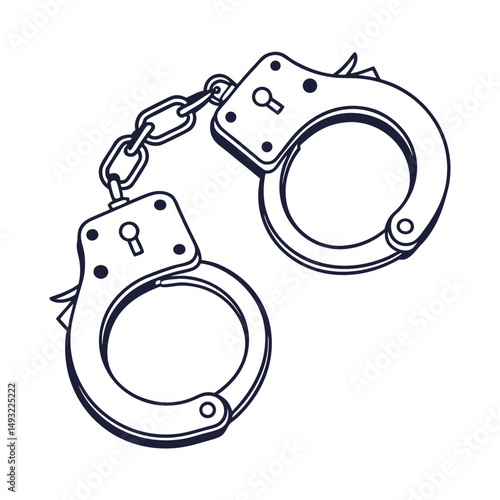 silhouette handcuffs on white background