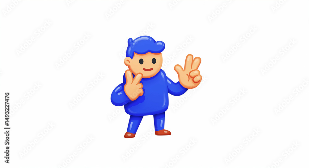 Cartoon figure gestures striking a playful pose Cartoon figure gestures striking a playful pose