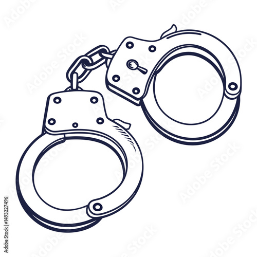 silhouette handcuffs on white background