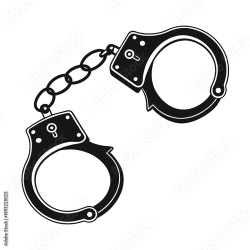silhouette handcuffs on white background