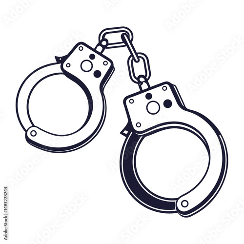 silhouette handcuffs on white background