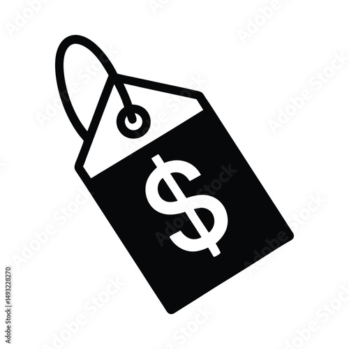 Price tag icon dollar sign black and white