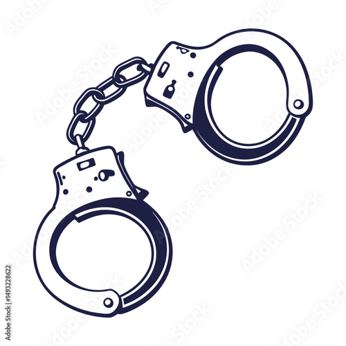 silhouette handcuffs on white background