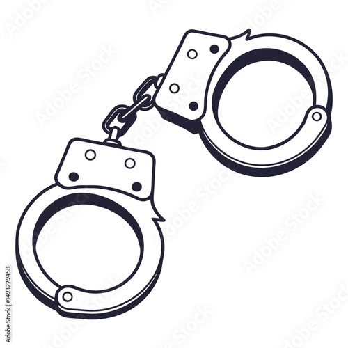 silhouette handcuffs on white background