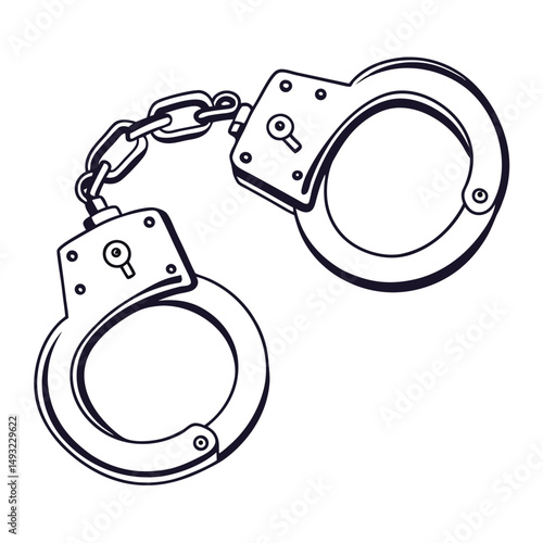 silhouette handcuffs on white background