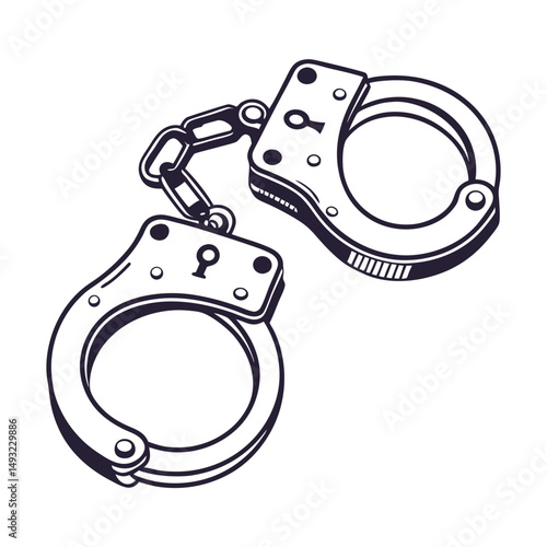 silhouette handcuffs on white background