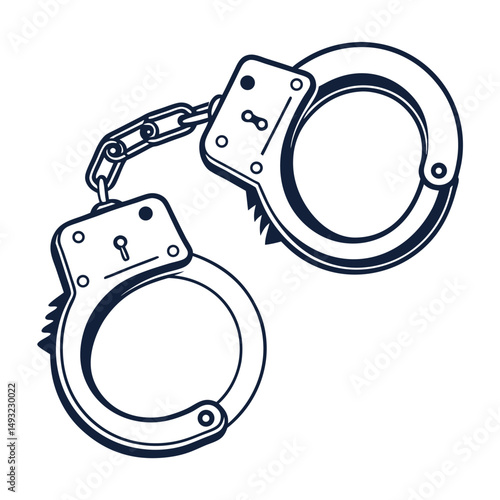 silhouette handcuffs on white background