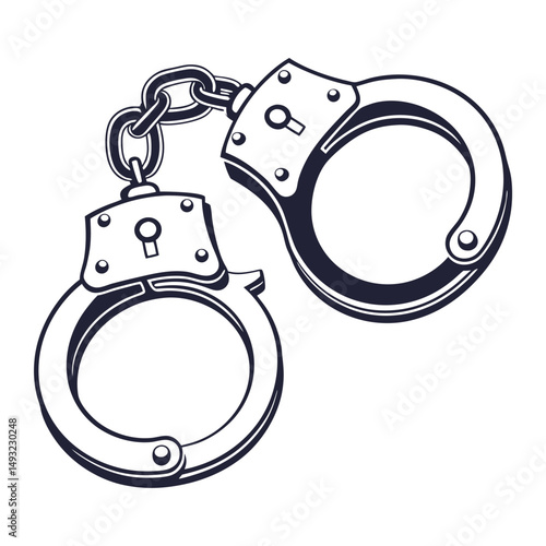 silhouette handcuffs on white background