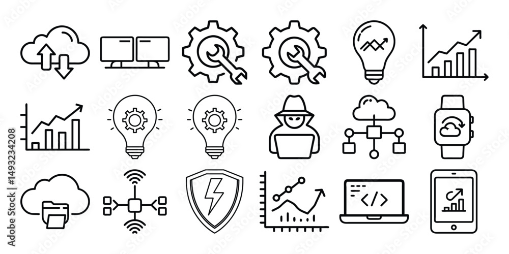 Fototapeta premium Set of technology, data, and security concepts