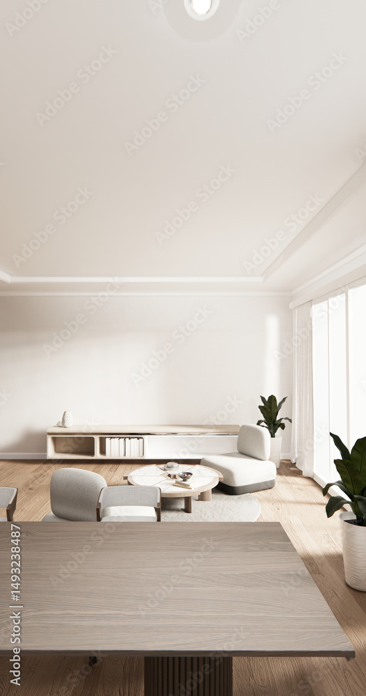 Fototapeta premium Cabinet room wooden interior armchair sofa and decoration modern style.3D rendering